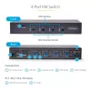 StarTech.com 4 prievadų KM jungiklis su pelės perjungimu, USB jungiklis klaviatūrai / pelei, 3,5 mm / USB garso, periferinių įrenginių bendrinimas 4 kompiuteriams, atitinka TAA