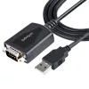 StarTech.com 3 pėdų (1 m) USB–nuoseklioji sąsaja laidas su COM prievado išsaugojimu, DB9 kištukas RS232 į USB keitiklis, USB–nuoseklioji sąsaja adapteris, skirtas PLC/spausdintuvui/skaitytuvui, Prolific lustų rinkinys, Windows/Mac