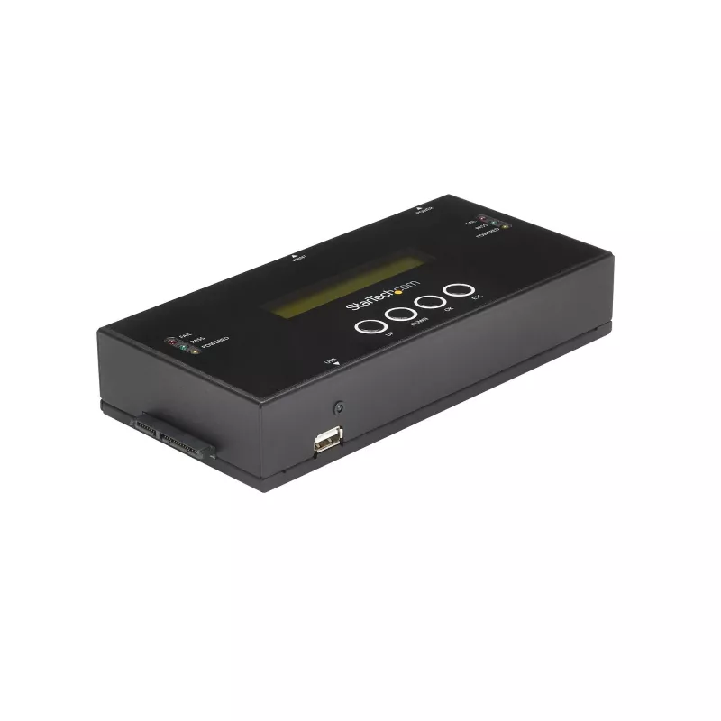 StarTech.com 1:1 autonominis standžiųjų diskų kopijuoklis ir trintuvas, SAS ir SATA HDD/SSD klonuoklis/kopijuoklis, standžiųjų diskų kopijuoklis ir valytuvas, LCD ekranas, TAA atitinkantis