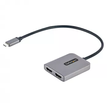 StarTech.com USB-C į dvigubą HDMI MST šakotuvą - dvigubas HDMI 4K 60Hz - USB Type C kelių monitorių adapteris nešiojamiesiems kompiuteriams su 1ft/30cm kabeliu - DP 1.4 kelių srautų perdavimo šakotuvas - USB-C į HDMI skirstytuvą