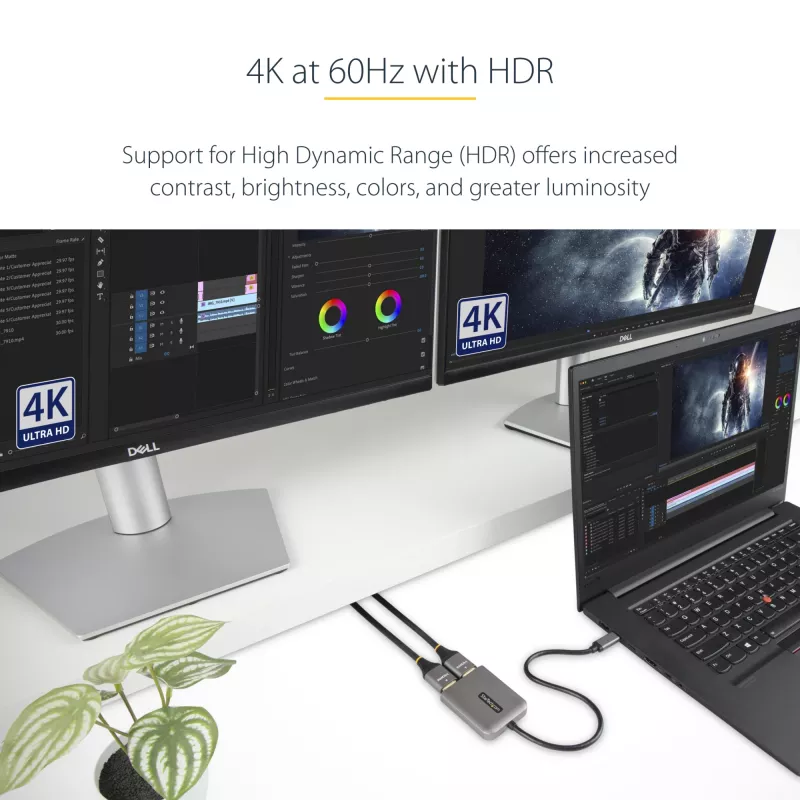 StarTech.com USB-C į dvigubą HDMI MST šakotuvą - dvigubas HDMI 4K 60Hz - USB Type C kelių monitorių adapteris nešiojamiesiems kompiuteriams su 1ft/30cm kabeliu - DP 1.4 kelių srautų perdavimo šakotuvas - USB-C į HDMI skirstytuvą