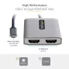 StarTech.com USB-C į dvigubą HDMI MST šakotuvą - dvigubas HDMI 4K 60Hz - USB Type C kelių monitorių adapteris nešiojamiesiems kompiuteriams su 1ft/30cm kabeliu - DP 1.4 kelių srautų perdavimo šakotuvas - USB-C į HDMI skirstytuvą