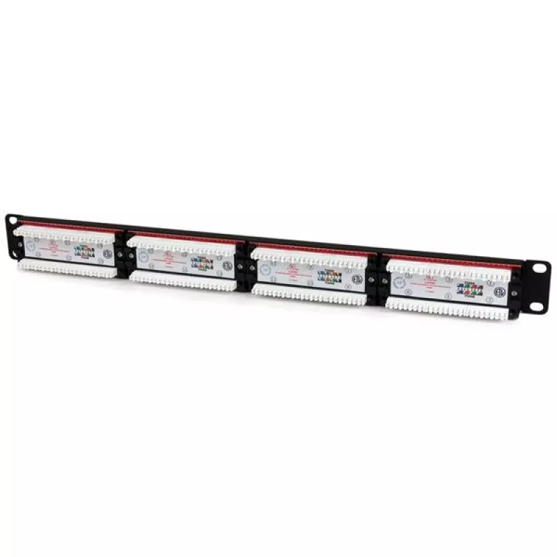 StarTech.com 24 prievadų 1U montuojamas stelaže Cat 6 110 jungčių skydelis, RJ-45, stelažinis montavimas, 1U, juoda, RoHS, CE, ETl, UL