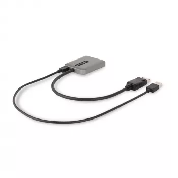 StarTech.com 2 prievadų DisplayPort MST šakotuvas, dviguba 4K 60 Hz, DP į 2x DisplayPort monitorių adapteris, DP 1.4 kelių monitorių vaizdo adapteris, 1 pėdos (30 cm) įmontuotas laidas, maitinamas per USB, tik Windows