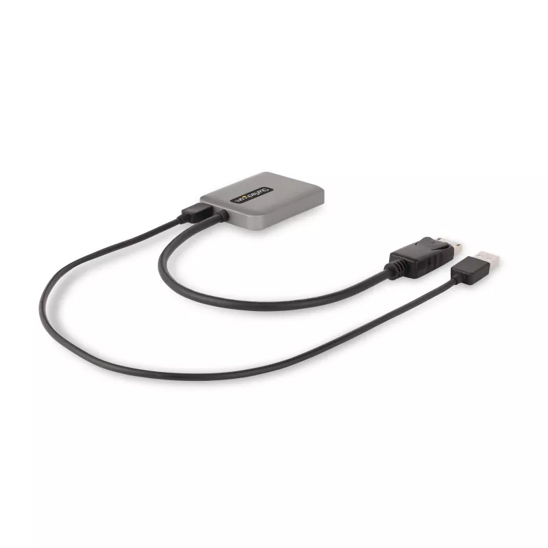 StarTech.com 2 prievadų DisplayPort MST šakotuvas, dviguba 4K 60 Hz, DP į 2x DisplayPort monitorių adapteris, DP 1.4 kelių monitorių vaizdo adapteris, 1 pėdos (30 cm) įmontuotas laidas, maitinamas per USB, tik Windows