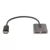 StarTech.com 2 prievadų DisplayPort MST šakotuvas, dviguba 4K 60 Hz, DP į 2x DisplayPort monitorių adapteris, DP 1.4 kelių monitorių vaizdo adapteris, 1 pėdos (30 cm) įmontuotas laidas, maitinamas per USB, tik Windows