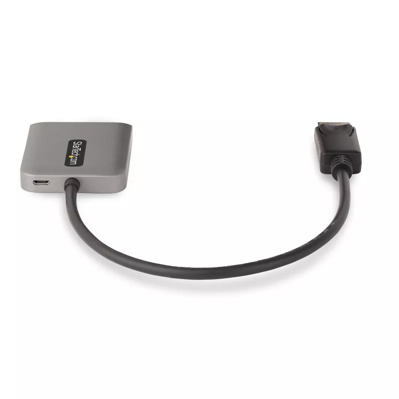 StarTech.com 2 prievadų DisplayPort MST šakotuvas, dviguba 4K 60 Hz, DP į 2x DisplayPort monitorių adapteris, DP 1.4 kelių monitorių vaizdo adapteris, 1 pėdos (30 cm) įmontuotas laidas, maitinamas per USB, tik Windows