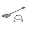 StarTech.com 2 prievadų DisplayPort MST šakotuvas, dviguba 4K 60 Hz, DP į 2x DisplayPort monitorių adapteris, DP 1.4 kelių monitorių vaizdo adapteris, 1 pėdos (30 cm) įmontuotas laidas, maitinamas per USB, tik Windows