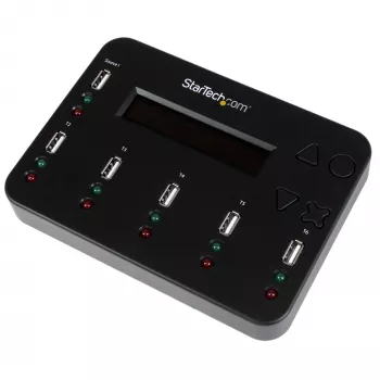 StarTech.com Atskiras 1 į 5 USB atmintuko kopijavimo įrenginys ir trintuvas, kelių USB atmintukų kopijavimo aparatas, sistemos, failų ir viso disko kopijavimas 1,5 GB/min greičiu, vieno ir 3 praėjimų valymas, LCD ekranas - TAA