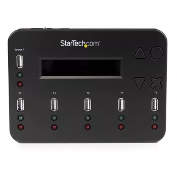 StarTech.com Atskiras 1 į 5 USB atmintuko kopijavimo įrenginys ir trintuvas, kelių USB atmintukų kopijavimo aparatas, sistemos, failų ir viso disko kopijavimas 1,5 GB/min greičiu, vieno ir 3 praėjimų valymas, LCD ekranas - TAA