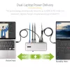 StarTech.com USB-C KVM prijungimo stotelė dviem nešiojamiesiems kompiuteriams, dviejų monitorių 4K 60Hz DisplayPort dokas, 5 prievadų USB šakotuvas, GbE, 90W/45W maitinimo tiekimas dviem nešiojamiesiems kompiuteriams, Windows/Mac, 2 kompiuterių KVM dokas – TAA