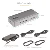 StarTech.com USB-C KVM prijungimo stotelė dviem nešiojamiesiems kompiuteriams, dviejų monitorių 4K 60Hz DisplayPort dokas, 5 prievadų USB šakotuvas, GbE, 90W/45W maitinimo tiekimas dviem nešiojamiesiems kompiuteriams, Windows/Mac, 2 kompiuterių KVM dokas – TAA