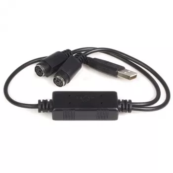 StarTech.com USB į PS/2 adapteris - klaviatūra ir pelė, 0,435 m, juoda, 1 - USB A, 2 - DIN 6, 46 g, 142 mm, 175 mm