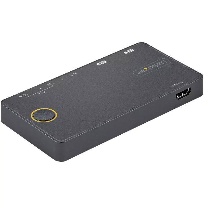 StarTech.com 2 prievadų hibridinis USB-A + HDMI ir USB-C KVM jungiklis - vienas 4K 60Hz HDMI 2.0 monitorius - kompaktiškas stalinio ir/ar nešiojamojo kompiuterio HDMI KVM jungiklis - maitinamas per USB magistralę - suderinamas su Thunderbolt 3