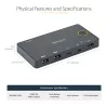 StarTech.com 2 prievadų hibridinis USB-A + HDMI ir USB-C KVM jungiklis - vienas 4K 60Hz HDMI 2.0 monitorius - kompaktiškas stalinio ir/ar nešiojamojo kompiuterio HDMI KVM jungiklis - maitinamas per USB magistralę - suderinamas su Thunderbolt 3