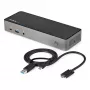 StarTech.com USB-C ir USB-A dokas – hibridinė universali trijų monitorių nešiojamojo kompiuterio prijungimo stotelė su DisplayPort ir HDMI 4K 60Hz – 85W energijos tiekimas, 6x USB šakotuvas, GbE, garso išvestis – USB 3.1 Gen 2 10Gbps – TAA