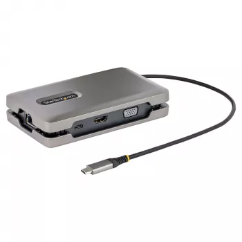 StarTech.com USB-C dviejų monitorių daugiafunkcis adapteris iki 4K 60Hz USB-C DP alternatyvaus režimo vaizdo išvestis ir HDMI 2.0 arba 1080p VGA, 100W PD pralaidinis maitinimas, USB Type-C mini dokas, USB-C prijungimo stotelė, MST šakotuvas