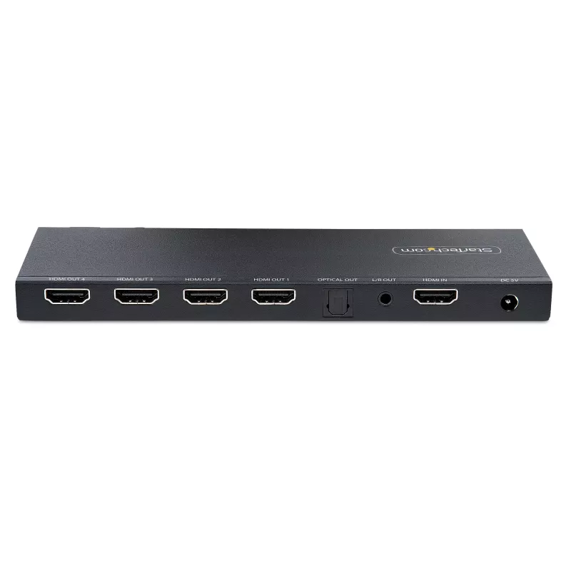 StarTech.com 4 prievadų HDMI skirstytuvas, 4K 60Hz HDMI 2.0 vaizdo, 4K HDMI skirstytuvas su įmontuotu skaleriu, HDMI skirstytuvas 1 įėjimas 4 išėjimai, 3,5 mm / optinis garso prievadas, HDMI ekrano / išvesties skirstytuvas