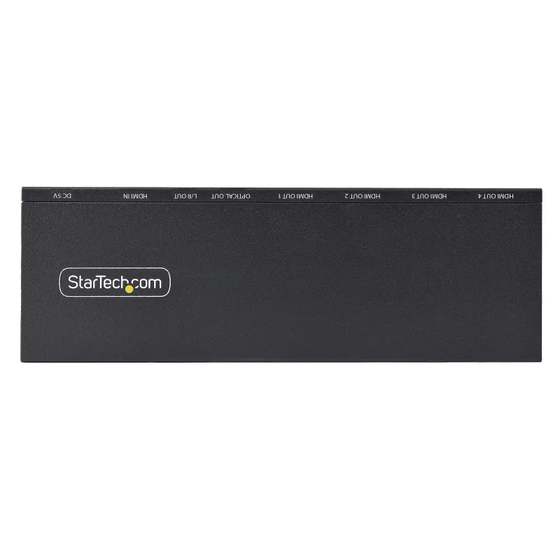 StarTech.com 4 prievadų HDMI skirstytuvas, 4K 60Hz HDMI 2.0 vaizdo, 4K HDMI skirstytuvas su įmontuotu skaleriu, HDMI skirstytuvas 1 įėjimas 4 išėjimai, 3,5 mm / optinis garso prievadas, HDMI ekrano / išvesties skirstytuvas