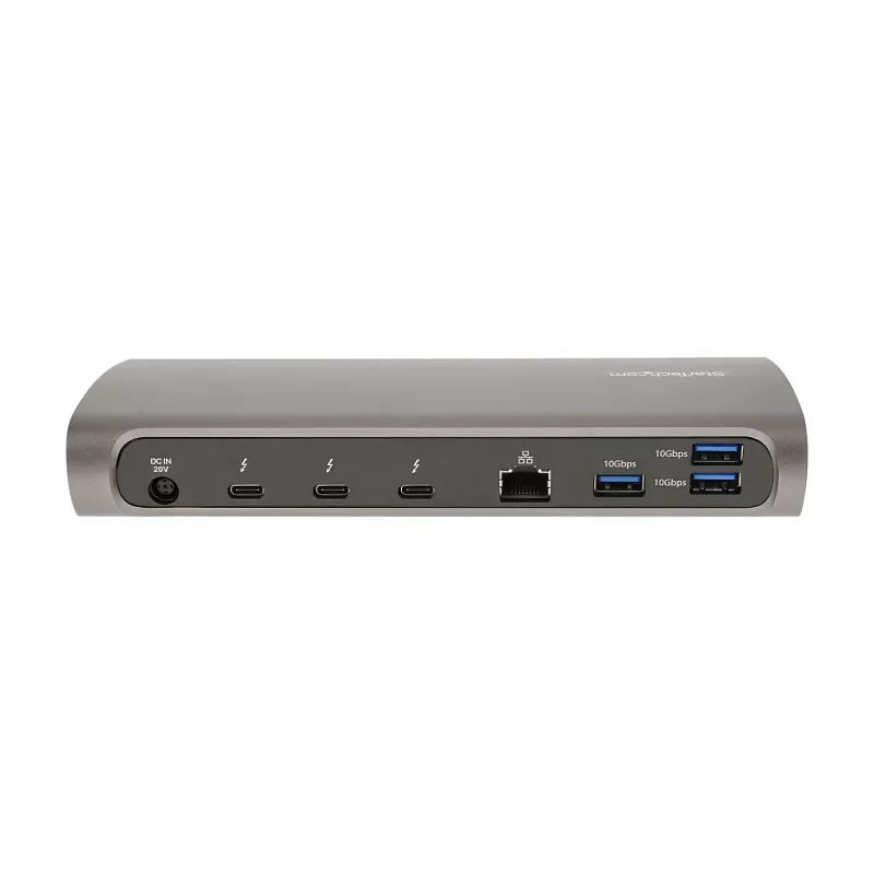 StarTech.com Thunderbolt 4 dokas, 96W maitinimo tiekimas, vienas 8K / dviejų monitorių 4K 60Hz, 3x TB4/USB4 prievadai, 4x USB-A, SD, GbE, Thunderbolt 4 prijungimo stotelė, skirta Windows arba TB3 MacBook, 0,8 m laidas
