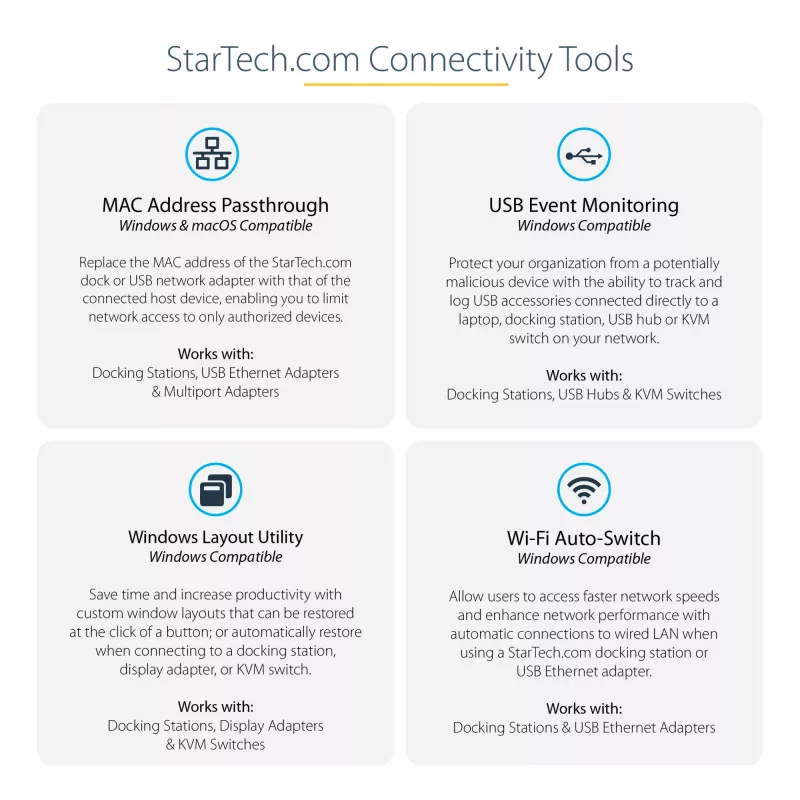 StarTech.com Thunderbolt 4 dokas, 96W maitinimo tiekimas, vienas 8K / dviejų monitorių 4K 60Hz, 3x TB4/USB4 prievadai, 4x USB-A, SD, GbE, Thunderbolt 4 prijungimo stotelė, skirta Windows arba TB3 MacBook, 0,8 m laidas
