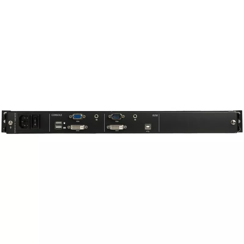 StarTech.com dviejų bėgių montuojamas stovui KVM pultas HD 1080p – vieno prievado DVI/VGA KVM su 17 inch LCD monitoriumi serverių stovui – pilnai funkcionalus 1U LCD KVM stalčius su kabeliais – USB palaikymas – 44230 MTBF