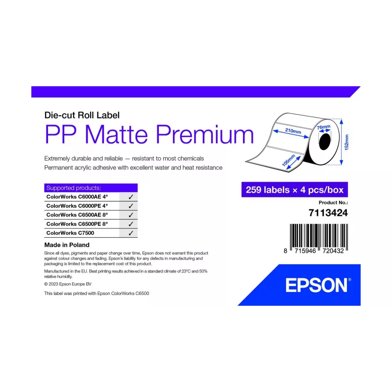 Epson 7113424 spausdintuvo etiketė Balta Lipni spausdintuvo etiketė