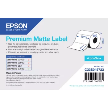 Epson Premium Matte Label - Die-cut ritinys: 102 mm x 51 mm, 2310 etiketės