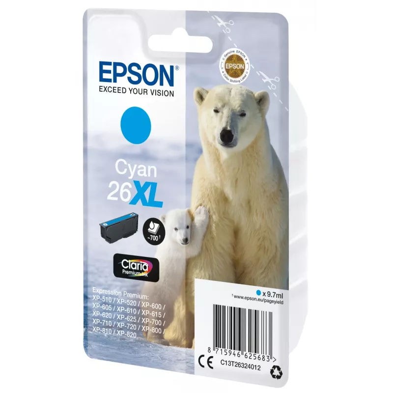 Epson Polar bear Singlepack Žydra 26XL Claria Premium Ink
