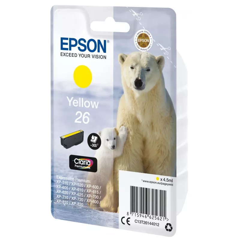 Epson Polar bear Vienetinis paketas geltonas 26 Claria Premium rašalas