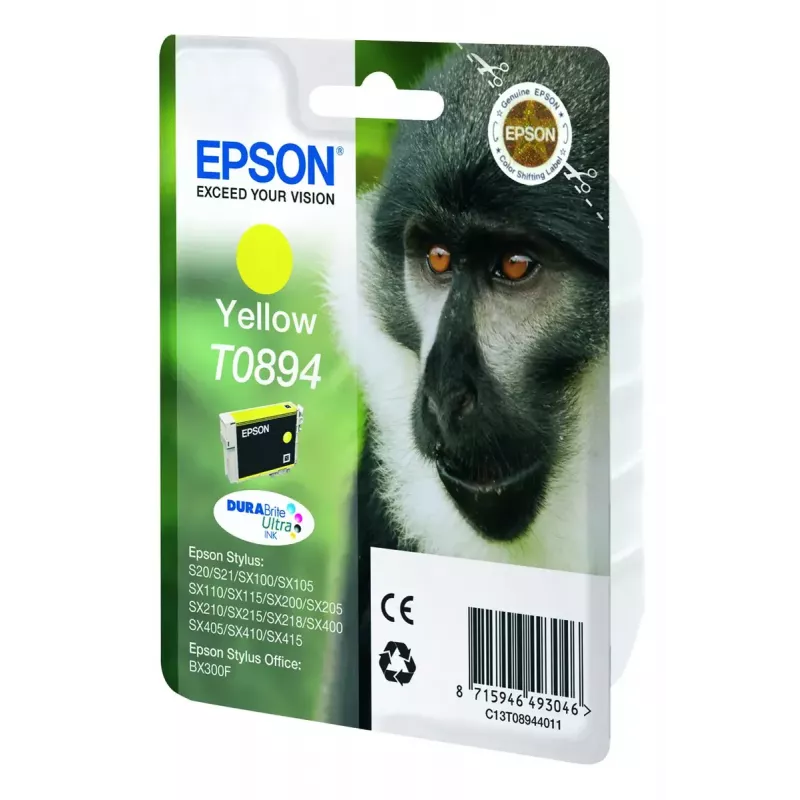 Epson Monkey vienos pakuotės geltonas T0894 DURABrite Ultra rašalas