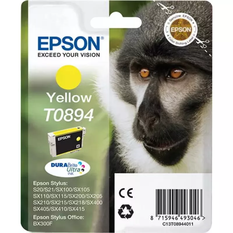 Epson Monkey vienos pakuotės geltonas T0894 DURABrite Ultra rašalas