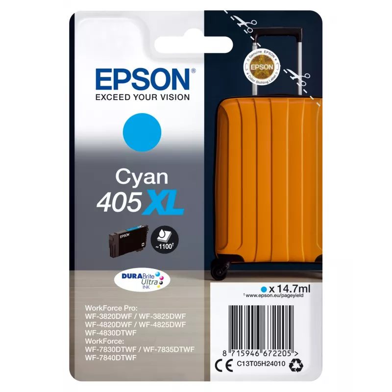 Epson 405XL rašalo kasetė 1 vnt. Originali didelio našumo (XL) žydra