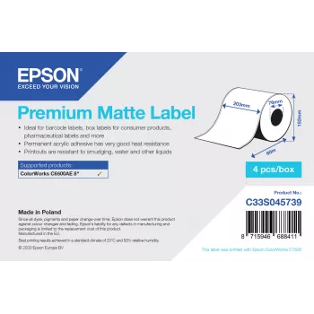 Nepertraukiama etiketė Epson C33S045739 spausdintuvo etiketė Balta