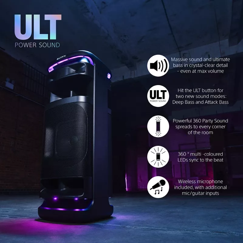 Speaker Sony SRS-ULT1000 ULT TOWER 10 — 139 W, Bluetooth, nešiojamas, juodas