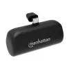 Manhattan išorinė baterija su integruotu USB-C kištuku, 5000 mAh, iki 10 W išvestis, atraminė kojelė naudojimui kaip telefono laikiklis, juoda, vienerių metų garantija