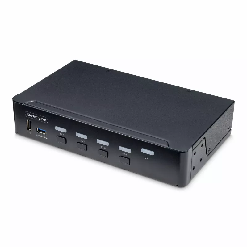 StarTech.com 4 prievadų DisplayPort KVM jungiklis, vienas 4K 60Hz monitorius, 6x USB prievadai, mygtukinis ir karštųjų klavišų perjungimas, DisplayPort 1.2, OS nepriklausomas, TAA atitinkantis