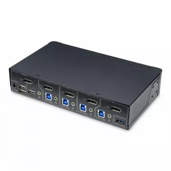 StarTech.com 4 prievadų DisplayPort KVM jungiklis, vienas 4K 60Hz monitorius, 6x USB prievadai, mygtukinis ir karštųjų klavišų perjungimas, DisplayPort 1.2, OS nepriklausomas, TAA atitinkantis