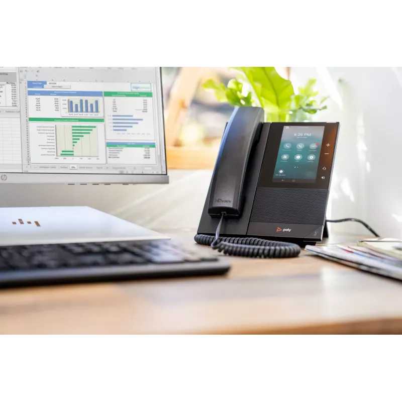 HP Poly CCX 500 verslo medijos telefonas su atviru SIP ir PoE palaikymu