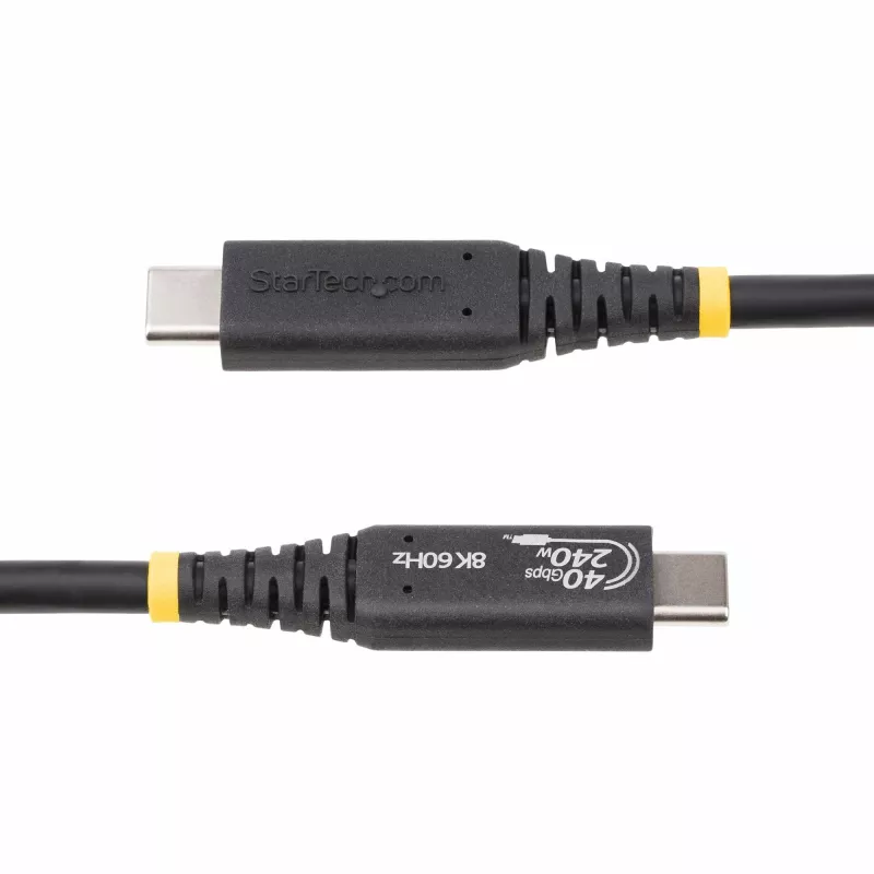 “StarTech.com” 50 cm USB4 laidas, USB-IF sertifikuotas USB-C laidas, 40 Gbps, 240 W maitinimo tiekimas PD 3.1 EPR, 8K 60 Hz, USB-C duomenų perdavimo laidas/viela, suderinamas su Thunderbolt/USB 3.2 prievadais