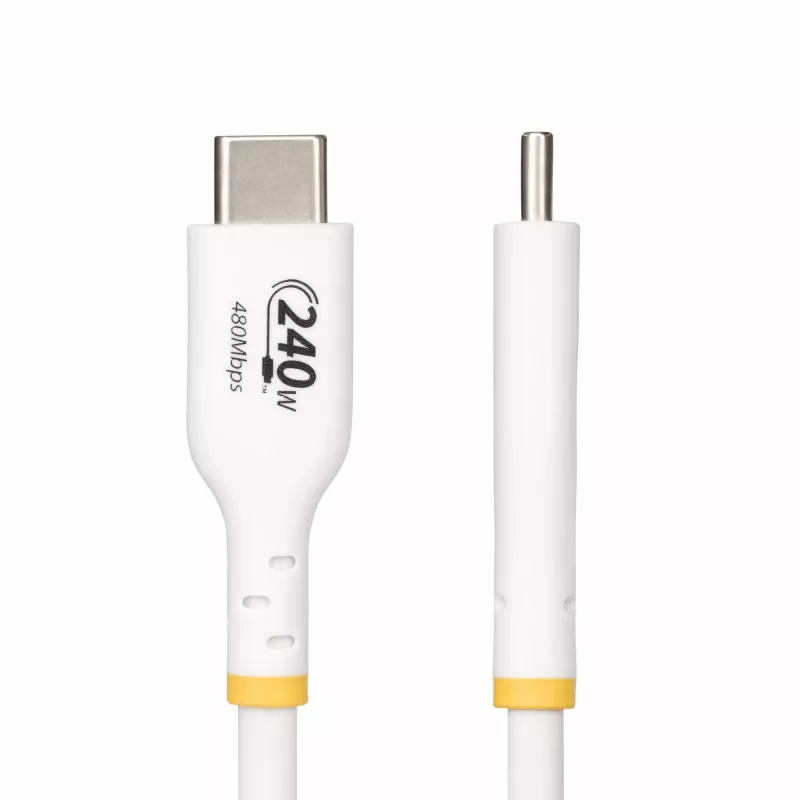 StarTech.com 4 m baltas USB-C įkrovimo laidas, USB-IF sertifikuotas USB C laidas, 240 W PD EPR, USB 2.0 Type-C nešiojamojo kompiuterio įkroviklio laidas, USB-C duomenų perdavimo laidas, TPE apvalkalas