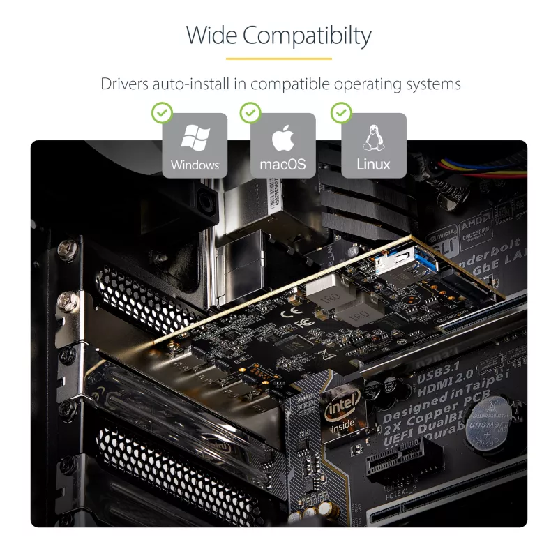 StarTech.com 5 prievadų USB PCIe kortelė, USB 3.2 10 Gbps, PCI Express kortelė su 4x USB-C prievadais, 1x USB-A vidiniu prievadu, USB PCIe valdiklio kortelė, Windows/macOS/Linux