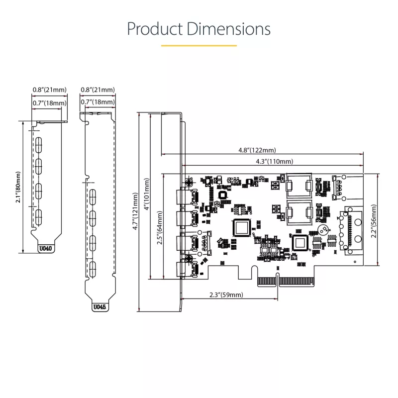 StarTech.com 5 prievadų USB PCIe kortelė, USB 3.2 10 Gbps, PCI Express kortelė su 4x USB-C prievadais, 1x USB-A vidiniu prievadu, USB PCIe valdiklio kortelė, Windows/macOS/Linux