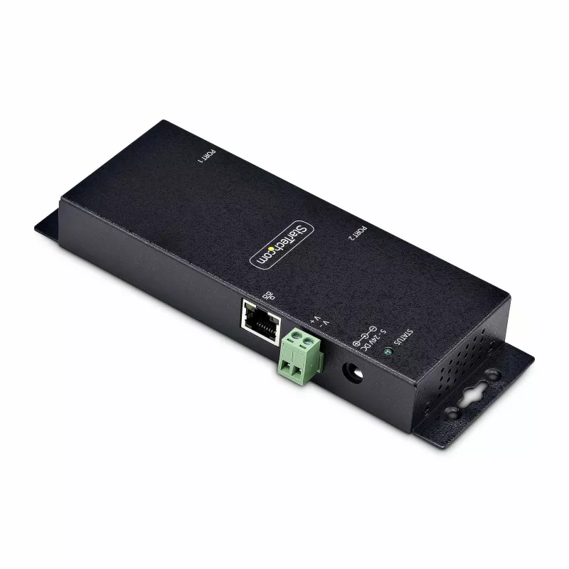 StarTech.com 2 prievadų nuosekliojo–Ethernet adapteris, IP nuosekliojo įrenginio serveris nuotoliniams RS232 įrenginiams, tvirtinamas prie sienos/DIN bėgelio, metalinis korpusas, RJ45 LAN–DB9 nuosekliojo keitiklis