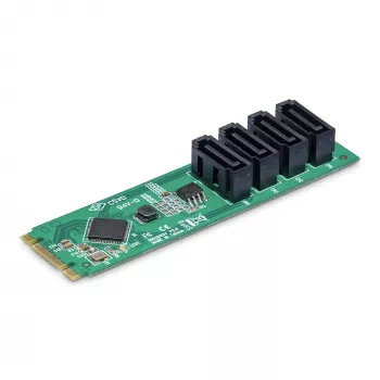 StarTech.com 4 prievadų M.2 į SATA adapterio kortelė, M.2 PCIe 3.0 į SATA HDD/SSD išplėtimo kortelė, ASM1064 mikroschemų rinkinys, M.2 NVMe į 4x HDD/SSD, skirta Windows/macOS/Linux