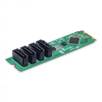 StarTech.com 4 prievadų M.2 į SATA adapterio kortelė, M.2 PCIe 3.0 į SATA HDD/SSD išplėtimo kortelė, ASM1064 mikroschemų rinkinys, M.2 NVMe į 4x HDD/SSD, skirta Windows/macOS/Linux