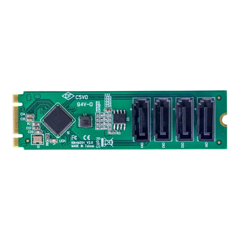 StarTech.com 4 prievadų M.2 į SATA adapterio kortelė, M.2 PCIe 3.0 į SATA HDD/SSD išplėtimo kortelė, ASM1064 mikroschemų rinkinys, M.2 NVMe į 4x HDD/SSD, skirta Windows/macOS/Linux