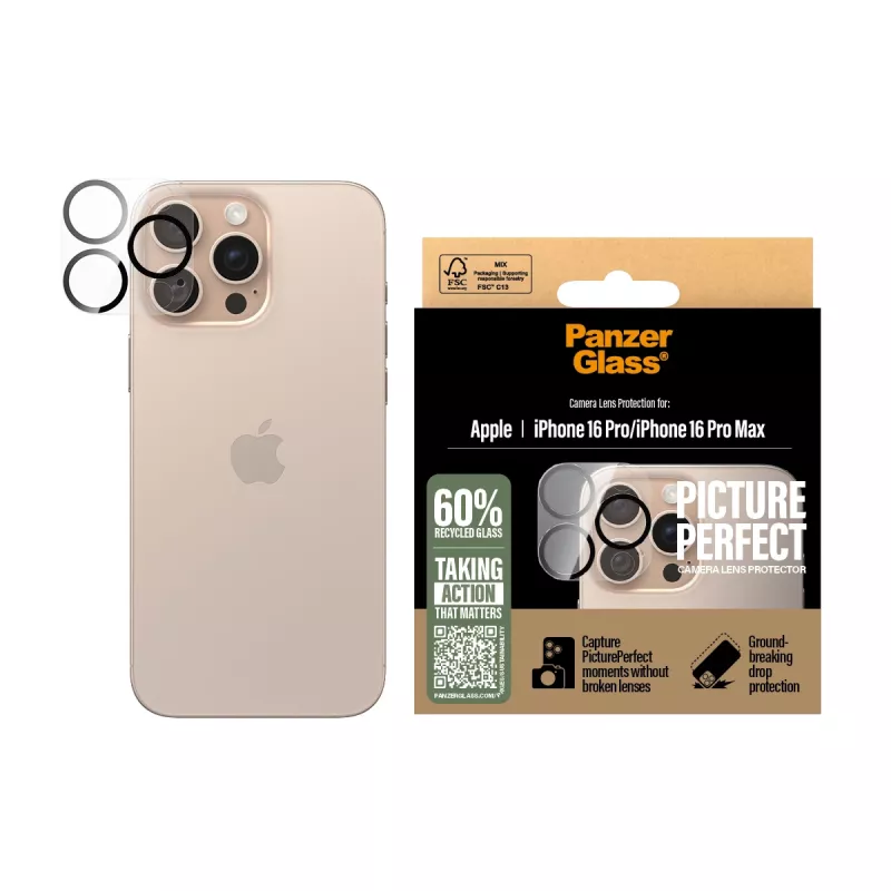 PanzerGlass® PicturePerfect kameros objektyvo apsauga, skirta iPhone 16 Pro | 16 Pro Max