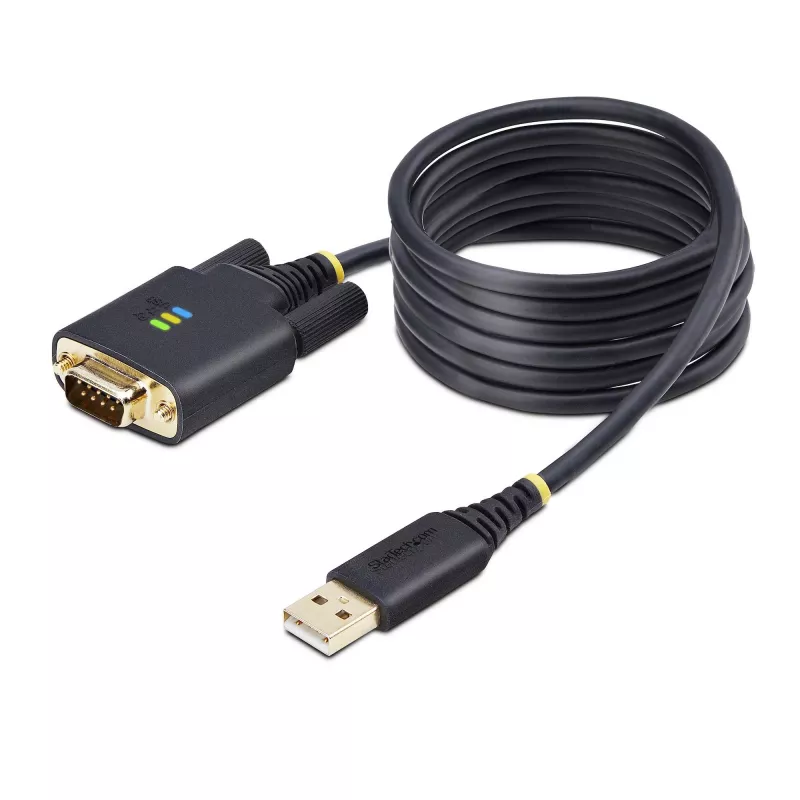 StarTech.com 6,6 pėdos (2 m) USB į nuoseklųjį adapterio kabelis, COM išsaugojimas, keičiami varžtai/veržlės, USB-A į DB9 RS232, FTDI IC, ESD apsauga, Windows/macOS/Linux