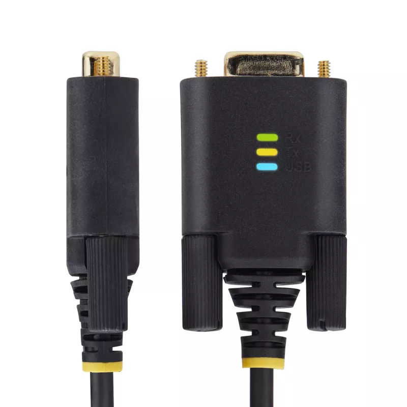StarTech.com 6,6 pėdos (2 m) USB į nuoseklųjį adapterio kabelis, COM išsaugojimas, keičiami varžtai/veržlės, USB-A į DB9 RS232, FTDI IC, ESD apsauga, Windows/macOS/Linux